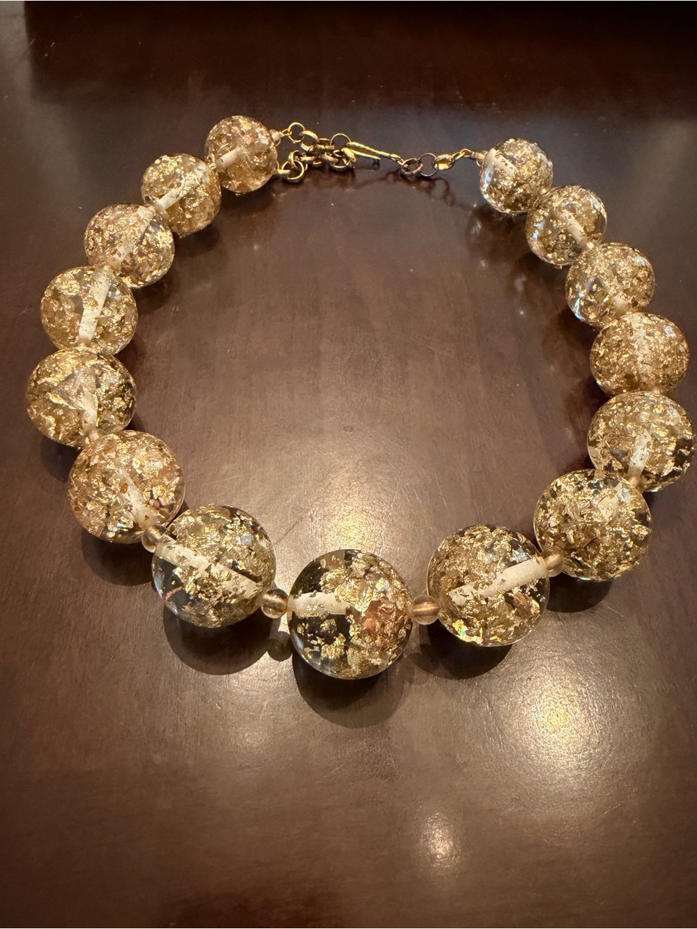 Sassy Jones Gold Foil Bead Statement Necklace